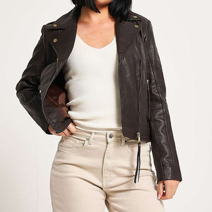 2025 vente en gros femmes vêtements en cuir mode veste en cuir vêtements d'hiver nouveau Style dames en cuir véritable veste de haute qualité - Product Image 1