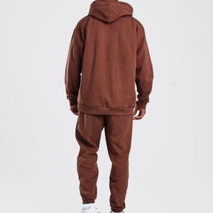 Chándal personalizado para hombre 100% Material de algodón Transpirable Impresión de logotipo personalizado Conjunto de Sudadera con capucha y pantalón sólido - Product Image 2