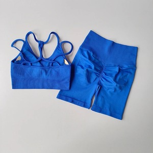 Conjunto deportivo de levantamiento de cadera de cintura alta melocotón, ropa de Yoga de secado rápido a prueba de golpes, pantalones para correr 3/4, conjunto de dos piezas de Fitness - Product Image 6