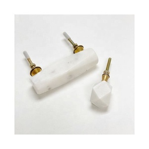 Pomo de puerta de armario de mármol blanco puro estilo EE. UU. hecho a mano cuadrado mármol piedra negra tocador armario cajón muebles tacto Real - Product Image 6