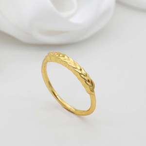 Minimal Wheat Brass <b>Ring</b> 18k Gold Plated <b>Stacking</b> Band Wholesale <b>Ring</b> For Women - Product Image 4