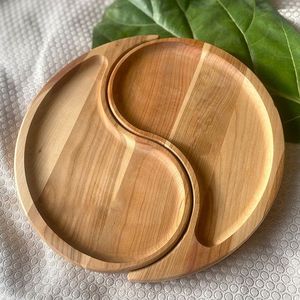 ASSIETTES EN BOIS DE QUALITÉ NATURELLE POUR LA Vaisselle Offre Spéciale Assiette de service alimentaire Assiettes en bois d'acacia - Product Image 4