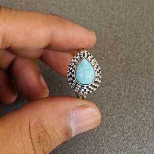 แหวนเงินสเตอร์ลิง925ลาริมาร์สุดหรูสำหรับผู้หญิงเครื่องประดับอัญมณีรักษาอย่างสง่างามแหวนสไตล์โบฮีเมียนไม่เหมือนใคร - Product Image 1