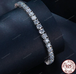 925 Sterling Silver 4mm 8inch Moissanite Diamond <b>Tennis</b> <b>Bracelet</b> Hip Hop Fashion Jewelry <b>Mens</b> <b>Bracelet</b> Hip Hop <b>Bracelet</b> Jewelry - Product Image 3