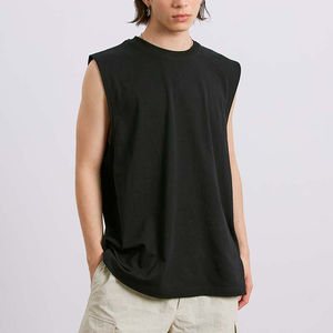 Nouveau Logo personnalisé vêtements de sport d'été ajustement 100% coton coupe chemise couleur unie sans manches hommes - Product Image 2