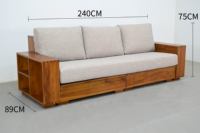 Canapé modulaire carré 4 places tendance, confortable, durable et éco-responsable, design moderne, ensemble de meubles de salon en bois de teck