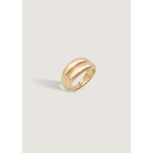 Anillo de Doble Cúpula Dare to Love en Oro de 18K, Moderno, Casual, Elegante, con Incrustaciones de Piedras y Sello, Regalo Perfecto - Product Image 2
