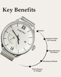 Reloj Vision con Movimiento de Cuarzo, Correa de Malla de Acero Inoxidable, Cristal de Zafiro, Resistente al Agua 10 ATM, Diámetro de la Caja de 45 mm, Grosor de 10 mm - Product Image 2