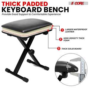 5 Core <b>Keyboard</b> & Bench Set Combo Height Adjustable Key Board Stands w Padded 2 Cushioned Musician - Product Image 5