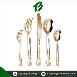 Ensemble de couverts en acier inoxydable plaqué or de qualité supérieure couverts de conception imprimée de qualité supérieure disponibles à prix réduit - Product Image 2