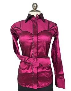 เสื้อโชว์แบบตะวันตกสำหรับผู้หญิงทำด้วยมือเสื้อเอวสูงแนวย้อนยุคทำด้วยมือบนผ้าแพรแข็งแบบยืด - Product Image 1