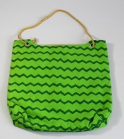 Bolso de Mano de Lona Verde Sólido de Lujo para Mujer, Marca Camelon Exports, Diseño Plegable, Asas de Cordón Dorado Metálico, Cierre con Broches