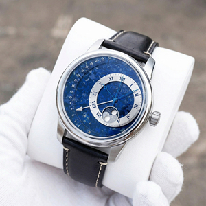 Montre mécanique rétrograde automatique avec date, phases de lune <span class=keywords><strong>24H</strong></span>, cadran en lapis-lazuli, verre saphir, acier inoxydable 316L, montre-bracelet OEM - Product Image 1