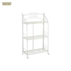 Atractivo soporte de maceta de hierro puro de 3 niveles en blanco para uso interior y exterior Elegante exhibición de maceta - Product Image 1