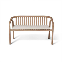 Table de salle à manger extérieure ronde contemporaine confortable en bois d'acacia pour 6 personnes avec 6 chaises