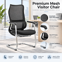 Chaise cantilever moderne en maille avec dossier haut en maille, base chromée et accoudoirs fixes - Mobilier de bureau commercial pour usage domestique ou professionnel