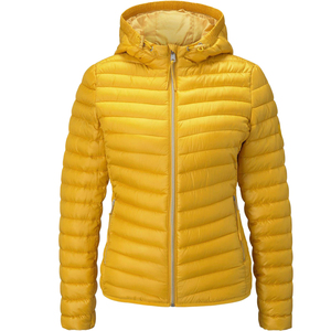 Chaqueta acolchada de color amarillo liso con diseño personalizado para mujer, chaqueta acolchada con relleno de algodón de tela de poliéster transpirable - Product Image 1