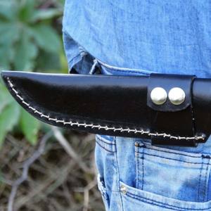 Funda de cuero negro de estilo elegante y elegante de alta calidad hecha a mano de fábrica para cuchillos de hoja fija de 4'' - Product Image 5