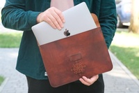 Nouveau cuir de vachette housse pour ordinateur portable pochette en cuir véritable pochette pour ordinateur portable pour 14 "pouces Macbook Pro