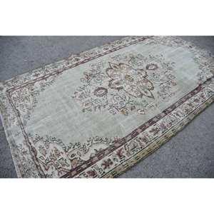 Oriental Green <b>Red</b> Patchwork Wool Rug 5.3 X 9.1 ft Turkish Flat Weave for Living Room Decor 10mm Thickness with <b>Latex</b> Backing - Product Image 4