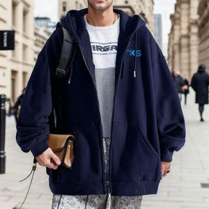 Sweats à capuche zippés surdimensionnés pour hommes avec finition délavée vintage et fermeture à glissière en métal de haute qualité - Product Image 6