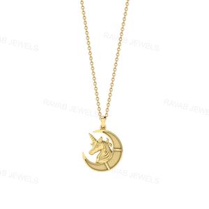 Top qualité personnalisé femmes luxe cheval lune Semi montage collier bijoux fins Rose motif fabriqué à la main conception vierge fabriqué en inde - Product Image 1