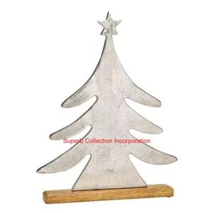 Excelente colección Incorporación Escultura de árbol de Navidad de metal negro moderno en base de madera natural Decoración de vacaciones de mesa elegante - Product Image 5