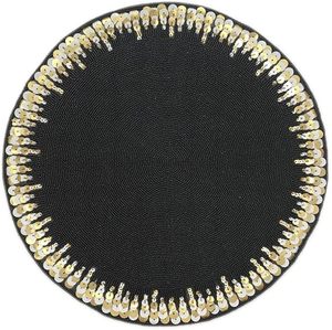 Classic Black <b>Beaded</b> Table <b>Placemat</b> Versatile Mats & Pads for Living Room Bedroom Wedding Parties & Other Occasions for Guests - Product Image 3