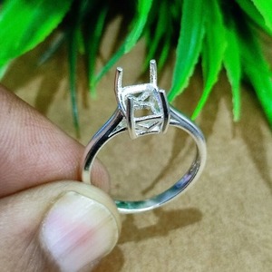 Bague octogonale en argent sterling véritable 925 plaqué or 14 carats 6x8mm avec lunette en résine pour porte-cendres Cadeau commémoratif - Product Image 1