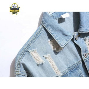 Veste en jean déchirée de style automne/hiver pour femmes, streetwear personnalisé de haute qualité, décontractée, écologique, respirante, 100% coton - Product Image 6