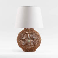 Lampe de bureau décorative LED faite à la main en corde et tissu avec cadre en fer, lumière blanc chaud