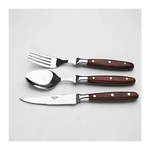 Cubiertos clásicos de acero inoxidable 304 de grado alimenticio, cuchillo chapado en oro, cuchara, tenedor, juego de cubiertos para obsequios DE - Product Image 3