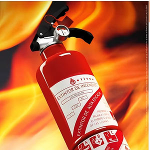 EXTINTOR DE INCENDIOS PORTÁTIL DE 1 KG, CERTIFICADO ABC EN3 |   Manguera Flexible con Rango de Descarga de 3-4 m |   Lanzamiento Rápido |   Fuego - Product Image 1