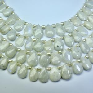 Collier avec pendentif en pierre de lune blanche naturelle, forme poire, cabochon, fabrication de bijoux - Product Image 5