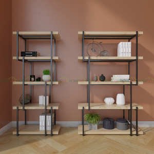 LAM-SHELF 100x34x150 ซม. ชั้นวางหนังสือไม้และเหล็กแบบตั้งพื้นสำหรับห้องนั่งเล่น KTB68041 - Product Image 4