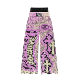 Pantalon de jogging double taille en coton 100% respirant, anti-plis, imprimé sur mesure, effet délavé soleil, style streetwear, délavé à l'acide - Product Image 2