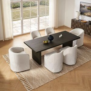 Table à manger rectangulaire moderne avec plateau en travertin en bois massif naturel extensible pour 6-8 places pour salle à manger, restaurant, hôtel - Product Image 6