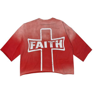 Offre Spéciale sérigraphie lavage à l'acide t-shirts coton éponge français surdimensionné Boxy Crop Tee Logo personnalisé élégant tenue décontracté - Product Image 6