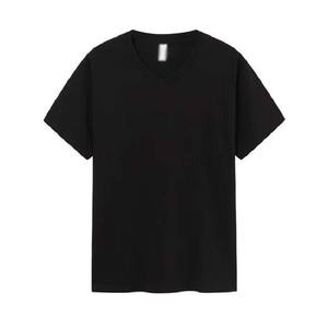 Nouveauté T-shirts col V à bas prix pour hommes, vente en gros de T-shirts d'été 100% coton avec logo personnalisé pour hommes, respirants à manches courtes - Product Image 3