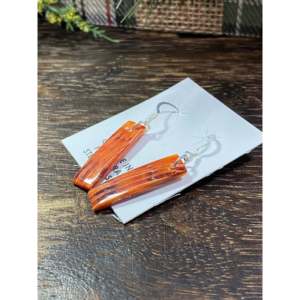 Navajo Handcrafted Spiny Oyster & <b>Sterling</b> <b>Silver</b> <b>Dangle</b> <b>Earrings</b> - Product Image 4