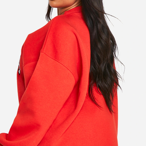 Sudadera de cuello redondo de gran tamaño con gráfico bordado de doble cara de lana de algodón personalizado de alta calidad para mujer - Product Image 2