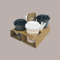 GARDA BOX FACTORY 5564 100 Pcs Porte-gobelets en papier Kraft PLA biodégradable jetables à 4 trous à paroi simple pour Cappuccino et Café