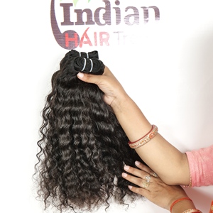 Extensions de Cheveux Humains Indiens Crépus Bouclés Deep Wave Remy Vierge Couleur Noire Fabrique en Gros Temple Tissage Bundle - Product Image 3