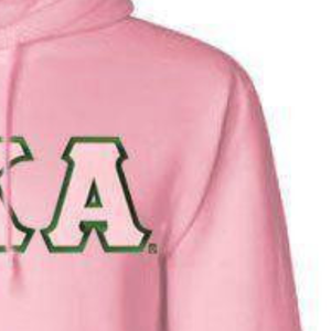 AKA Hooded Sweatshirt Twill <b>Lettered</b> Pullover Hoodie Premium Fleece Custom Greek Sorority Apparel <b>Light</b> Pink Twill - Product Image 3