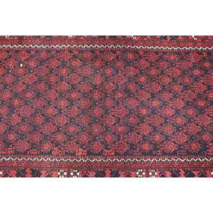Vintage Turkish <b>Rug</b> 2.8x6.4 ft (86x195 cm), Red Black Floral <b>Rug</b> - Product Image 4