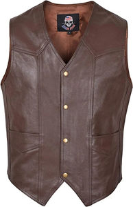 Gilet en cuir pour moto pour hommes et femmes, nouveau gilet en cuir véritable perforé pour motard de club, prix de gros à bas prix, prix les plus bas - Product Image 2
