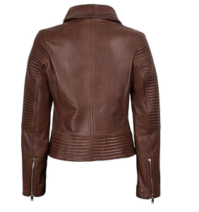 Vestes de motardes courtes pour femmes, veste bomber en simili cuir, couleur contrastée, style vintage, veste de course - Product Image 4