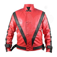 Jaket kulit merah-kulit imitasi, dua kantong samping, jaket kulit lapisan kualitas untuk pria dengan warna kustom