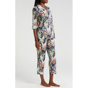 Conjuntos de ropa de dormir de algodón 100% de alta calidad para mujer, pijamas de manga corta con logotipo de encaje, precio razonable - Product Image 3