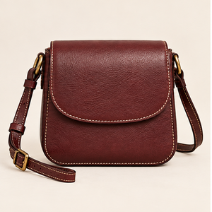 Sac à rabat mini vintage en cuir de vachette pleine fleur bordeaux pour femme, logo personnalisé, OEM, ODM, vente en gros - Product Image 1